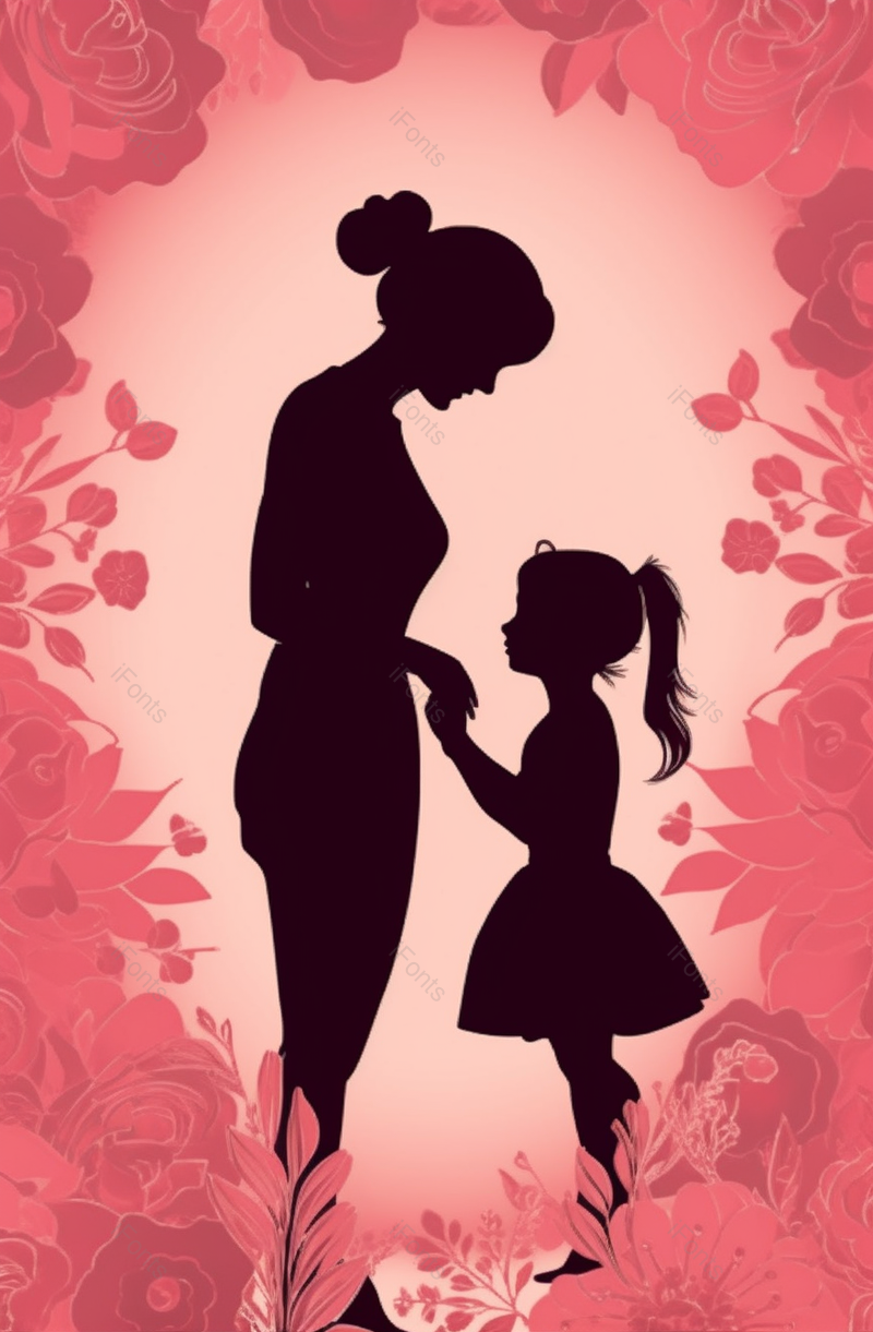 粉红色温馨剪影爱母亲节背景,插画/手绘图,插画/手绘图库,插画/手绘图下载,插画/手绘